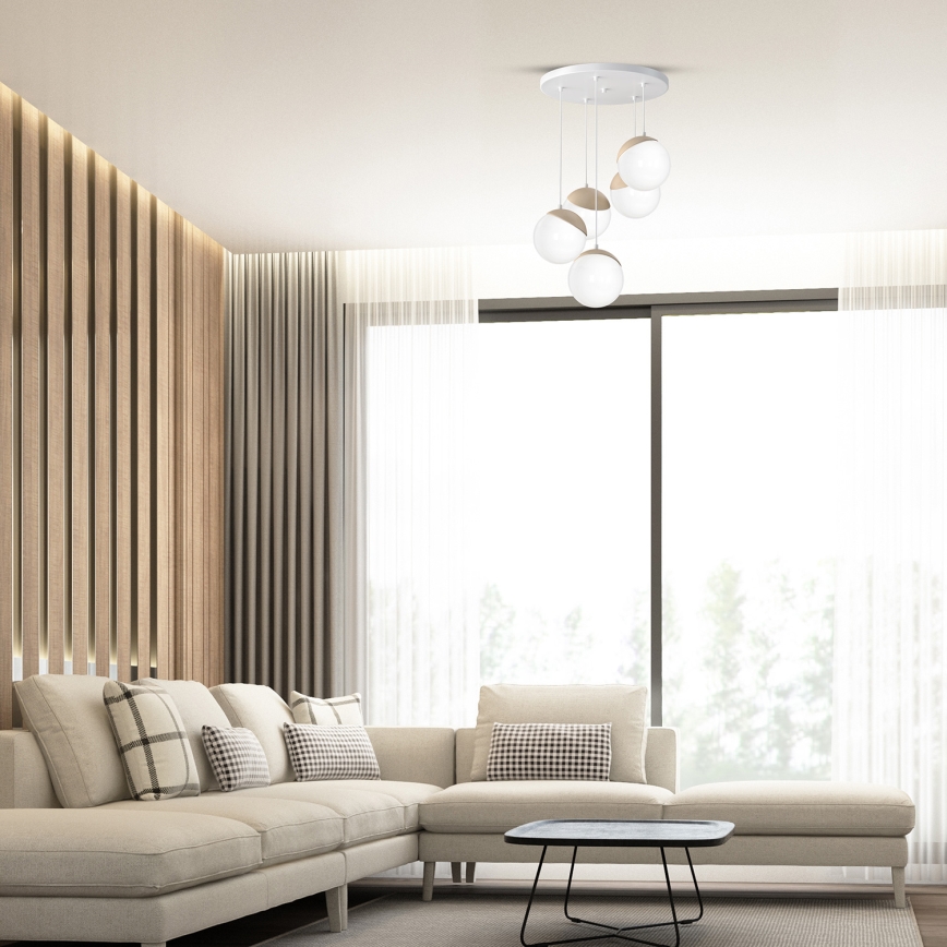 Hängeleuchte SFERA WOOD 5xE14/40W/230V