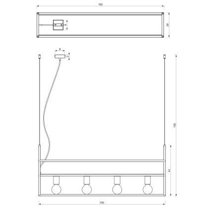 Hängeleuchte SHELF 4xE27/60W/230V