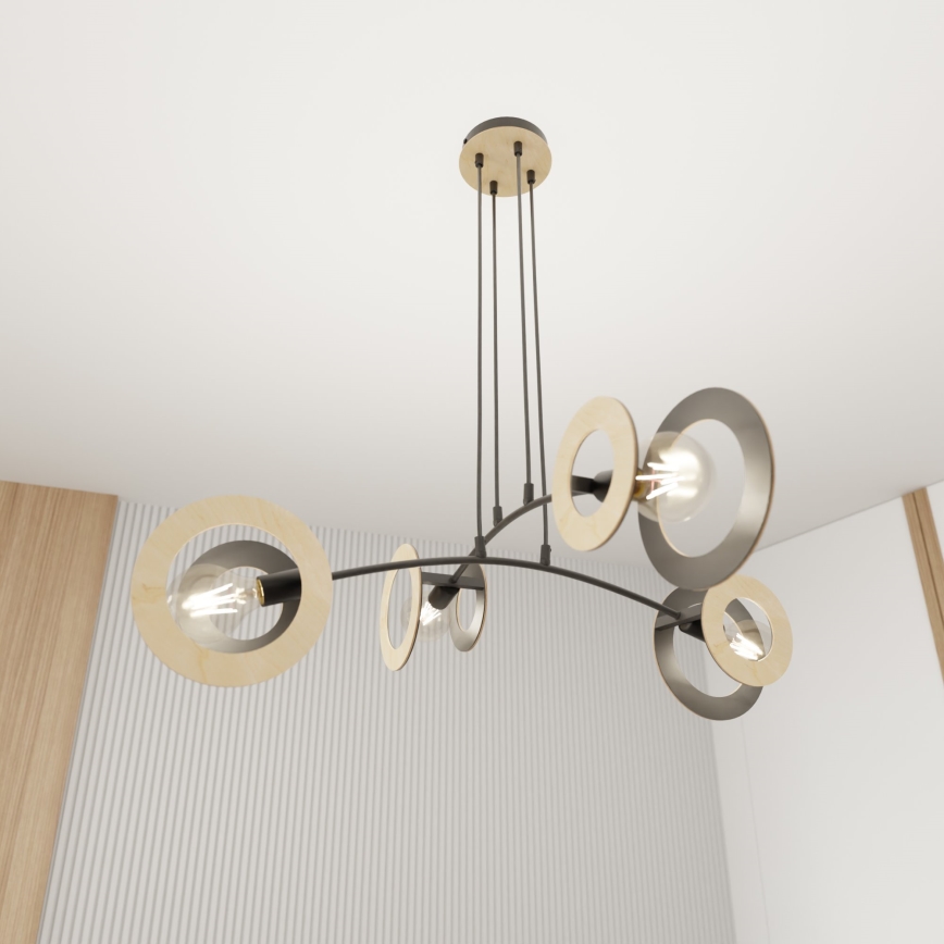 Hängeleuchte SKIVA 4xE27/15W/230V schwarz/beige