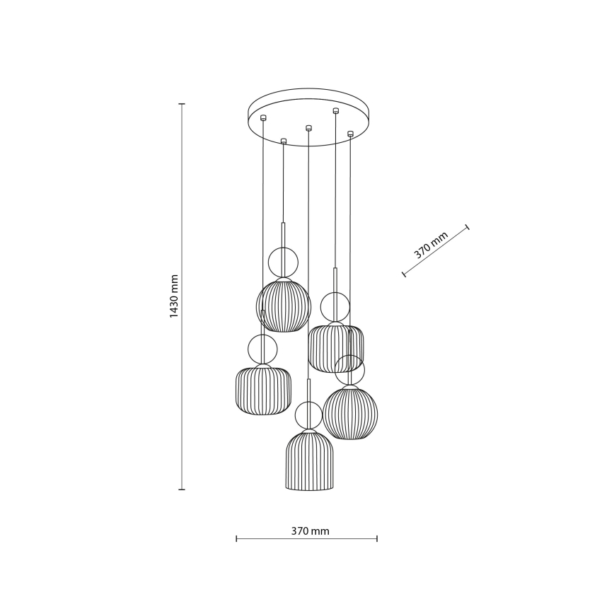 Hängeleuchte SOPHIA 5xE14/10W/230V schwarz/rauchbeige