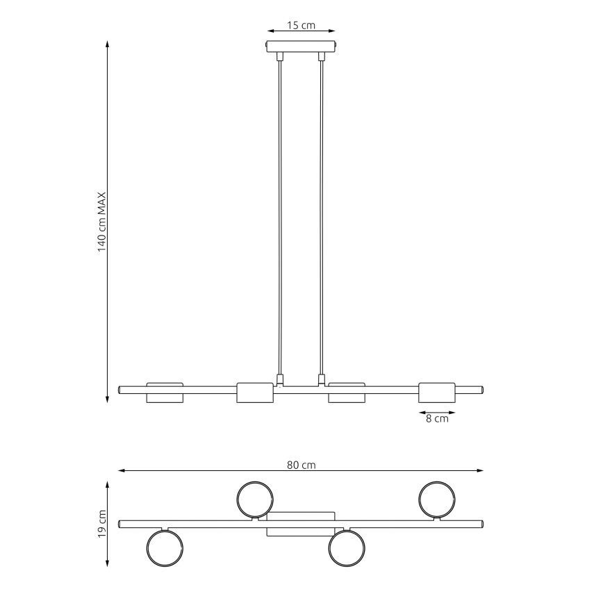 Hängeleuchte SORA 4xGX53/12W/230V schwarz