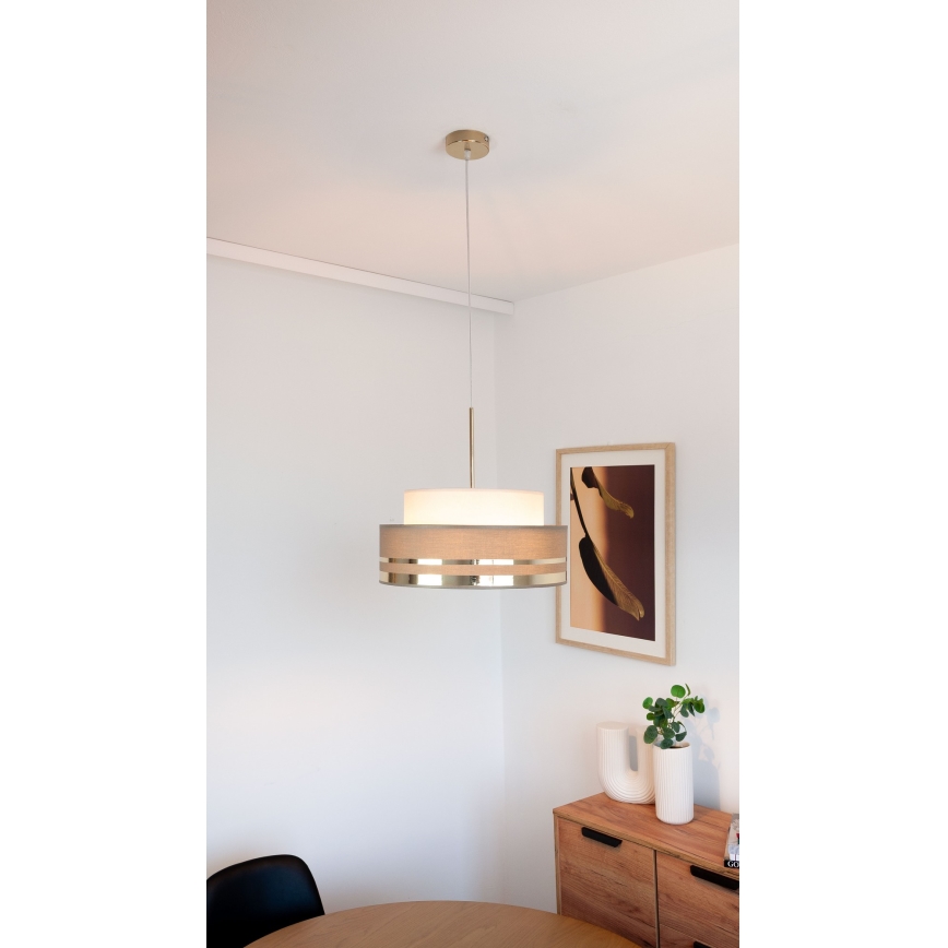 Hängeleuchte TAMI 1xE27/60W/230V d 40 cm beige/braun/golden