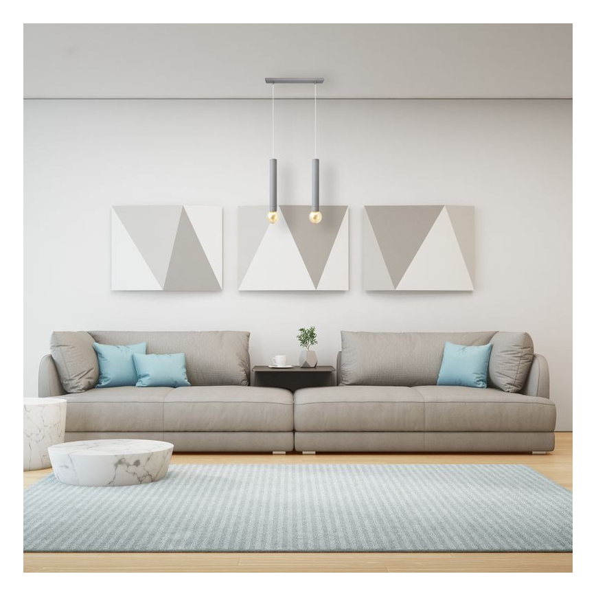 Hängeleuchte TUBA 2xE27/15W/230V grau