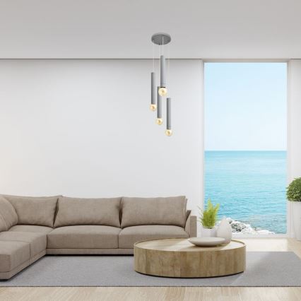 Hängeleuchte TUBA 4xE27/15W/230V grau