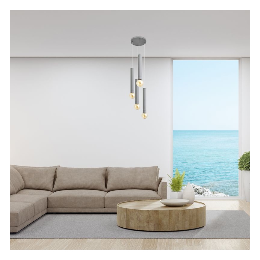 Hängeleuchte TUBA 4xE27/15W/230V grau