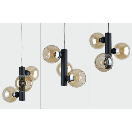 Hängeleuchte TUBE 3xE27/60W/230V schwarz/rauchig beige
