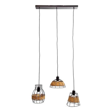 Hängeleuchte TUNIS 4xE27/40W/230V schwarz/braun