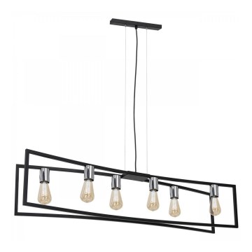 Hängeleuchte TUNJA 6xE27/60W/230V schwarz/glänzendes Chrom