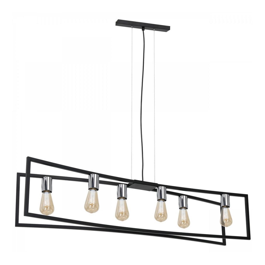Hängeleuchte TUNJA 6xE27/60W/230V schwarz/glänzendes Chrom
