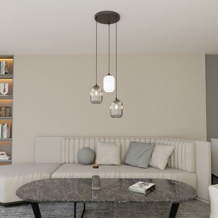 Hängeleuchte VERDI 3xE27/15W/230V d 30 cm schwarz/grau/weiß