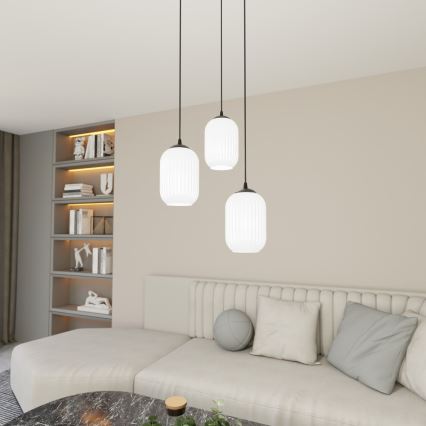 Hängeleuchte VERDI 3xE27/15W/230V d 30 cm schwarz/weiß