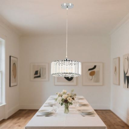 Hängeleuchte VETRO an Kabel, 1xE27/60W/230V, glänzender Chrom