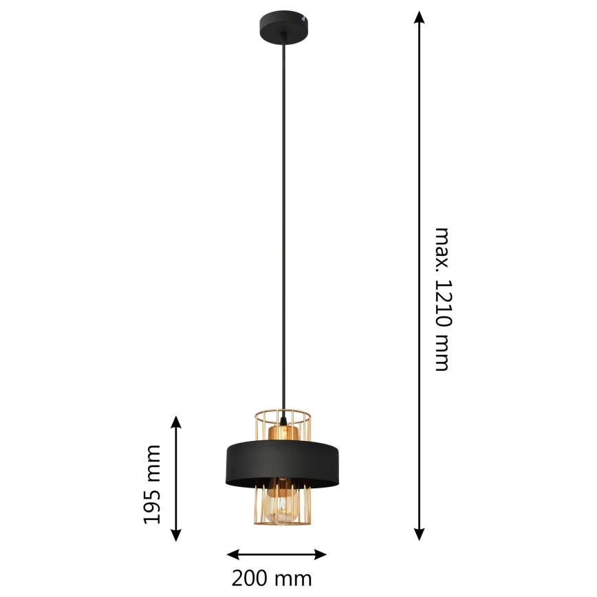Hängeleuchte VOLTA 1xE27/15W/230V schwarz/gold