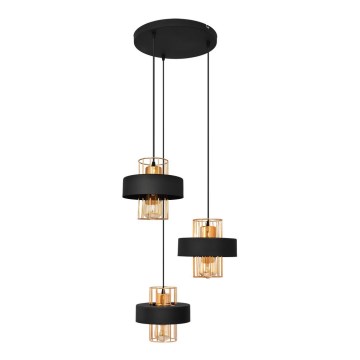 Hängeleuchte VOLTA 3xE27/15W/230V schwarz/gold
