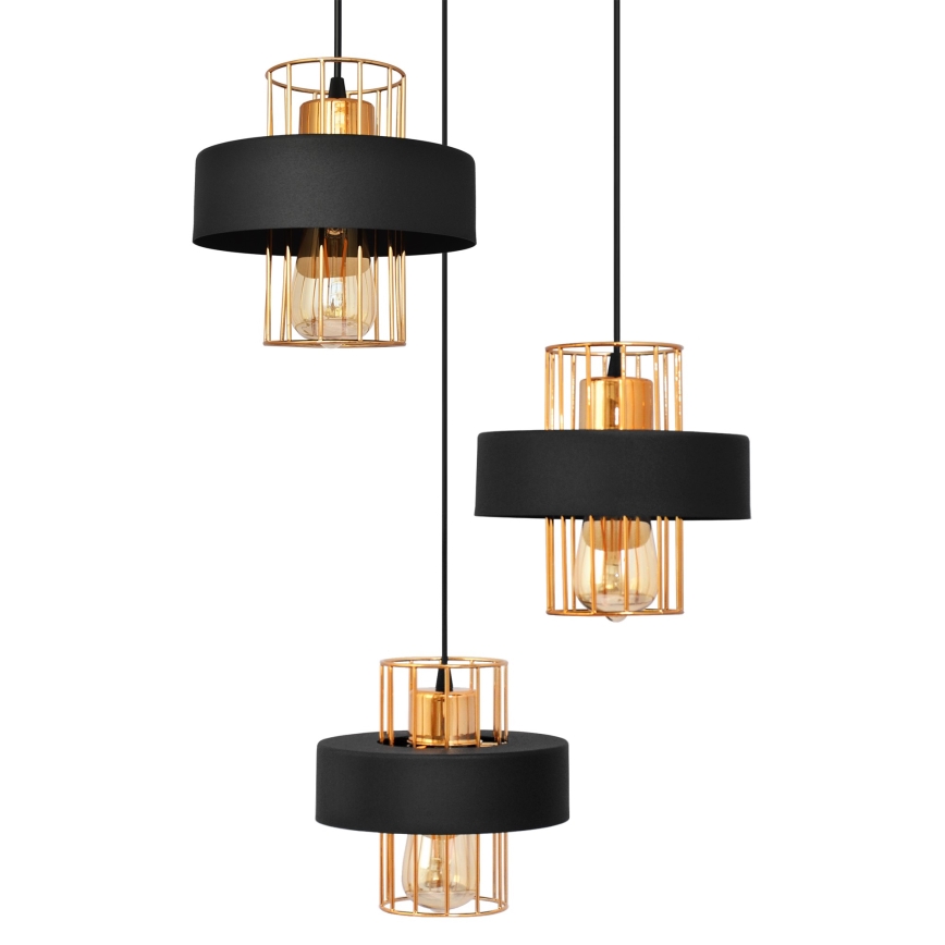 Hängeleuchte VOLTA 3xE27/15W/230V schwarz/gold