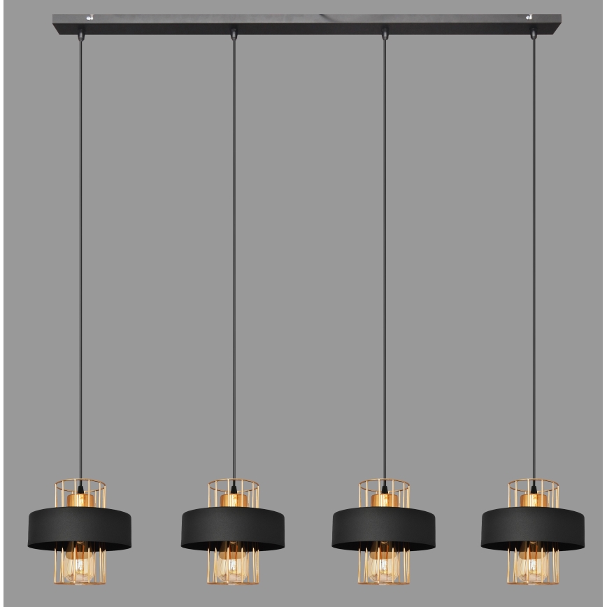 Hängeleuchte VOLTA 4xE27/15W/230V schwarz/gold