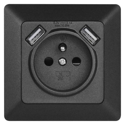 Haushaltssteckdose mit USB 250V/16A anthrazit