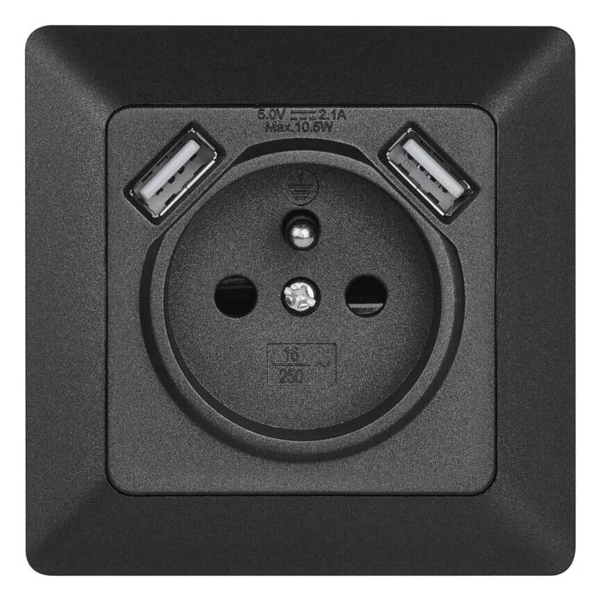 Haushaltssteckdose mit USB 250V/16A anthrazit
