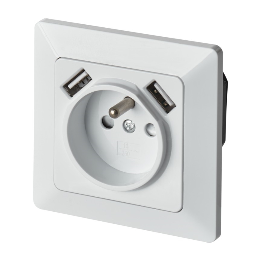 Haushaltssteckdose mit USB FRENCH 250V/16A
