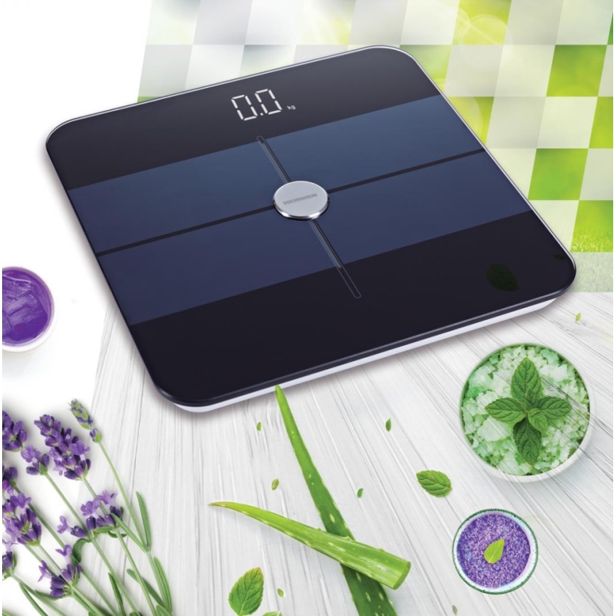 Heinner HBS-BTH180BK - Digitale Personenwaage 2xAAA schwarz/blau