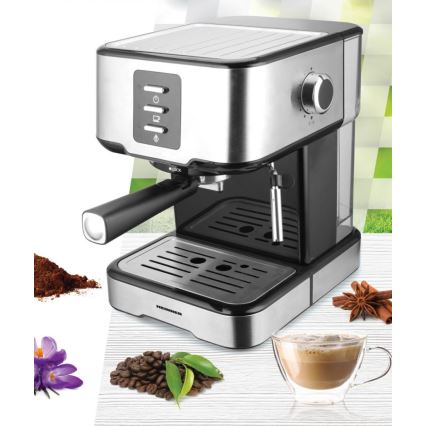 Heinner HEM-850IXBK - Siebträger-Espressomaschine, 850 W/230 V, Edelstahl/schwarz