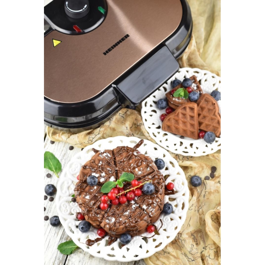 Heinner HWF-1000CR - Waffeleisen 1000 W/230 V schwarz/roségold