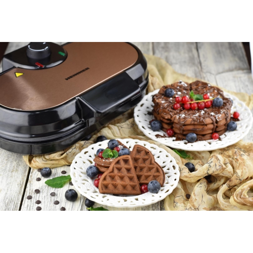 Heinner HWF-1000CR - Waffeleisen 1000 W/230 V schwarz/roségold