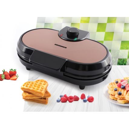 Heinner HWF-1000CR - Waffeleisen 1000 W/230 V schwarz/roségold
