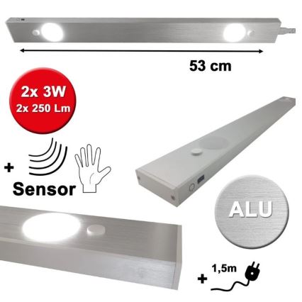 HiLite - LED-Küchenunterbauleuchte mit Sensor BERN 2xLED/3W/230V 4000K