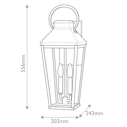 Hinkley - Außenwandleuchte DAWSON L 2xE14/40W/230V IP44 schwarz