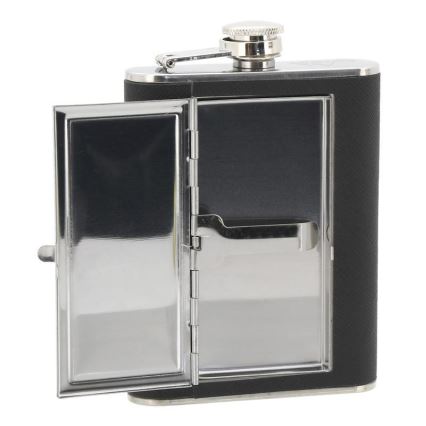 Hip flask mit cigar Tasche 175 ml schwarz
