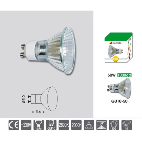 1 halogenlampe gu10 50w 230v elektrische lampe beleuchtung halogenlampen  halogenlampe beleuchtung halogenlampe