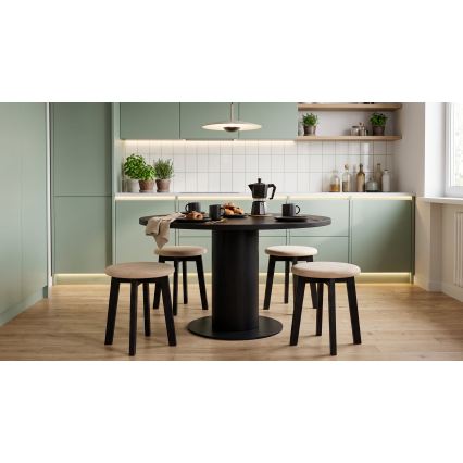 Hocker KUBE Ø 36 cm schwarz/beige