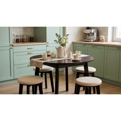 Hocker KUBE Ø 36 cm schwarz/beige