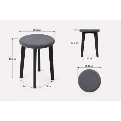 Hocker KUBE Ø 36 cm schwarz/beige