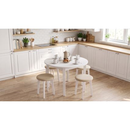 Hocker KUBE Ø 36 cm weiß/beige