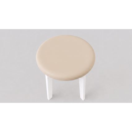 Hocker KUBE Ø 36 cm weiß/beige
