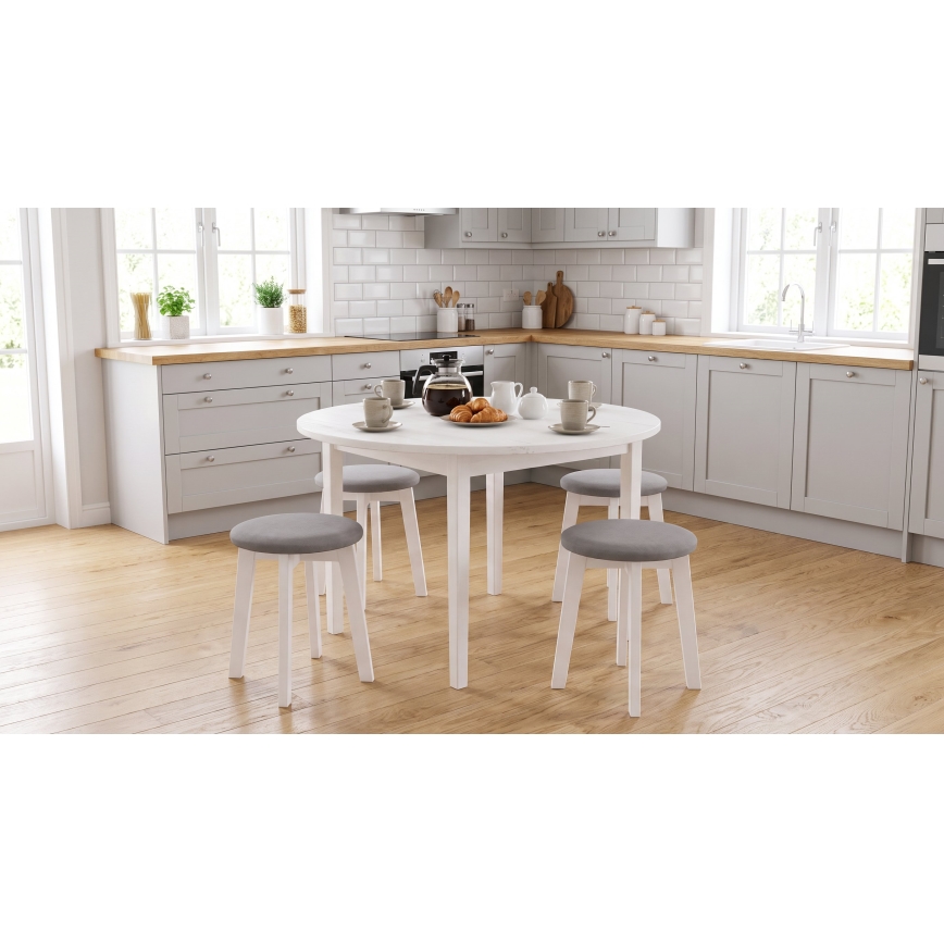 Hocker KUBE Ø 36 cm weiß/grau