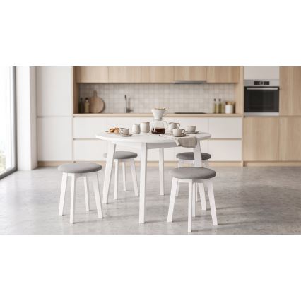 Hocker KUBE Ø 36 cm weiß/grau
