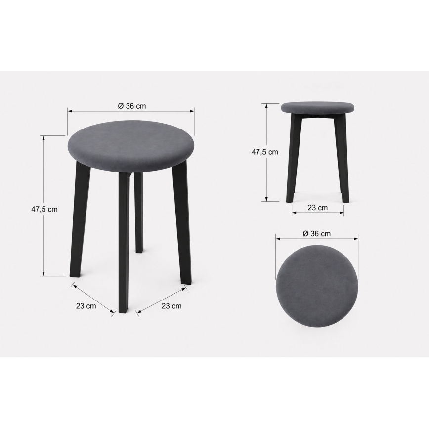Hocker KUBE Ø 36 cm weiß/grau