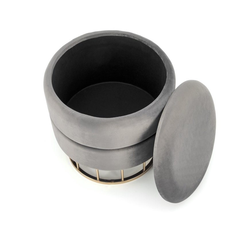 Hocker MINTY Ø 37 cm grau/gold
