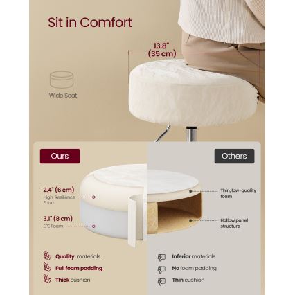 Hocker NUBE, Ø 38,5 cm, weiß