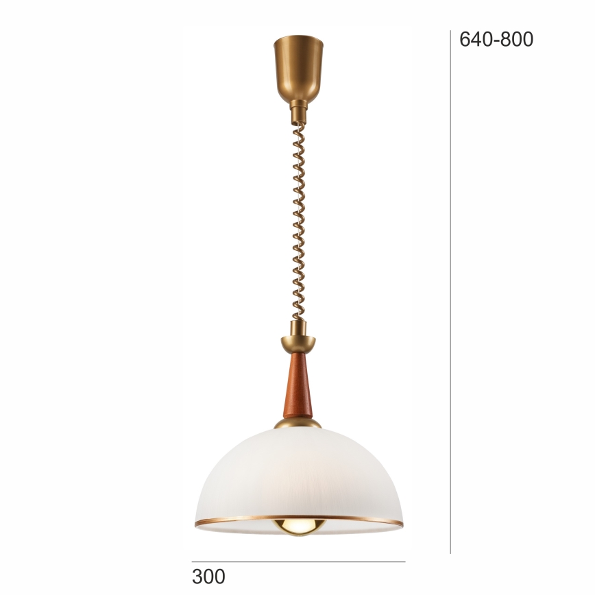 Höhenverstellbare Hängeleuchte CHIARA 1xE27/60W/230V dunkelbraun/Buche
