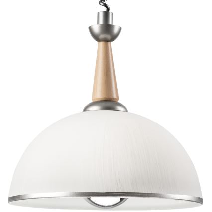 Höhenverstellbare Hängeleuchte CHIARA 1xE27/60W/230V silbern/beige/Buche