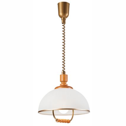 Höhenverstellbare Hängeleuchte RAMONA 1xE27/60W/230V beige/braun/Kiefer