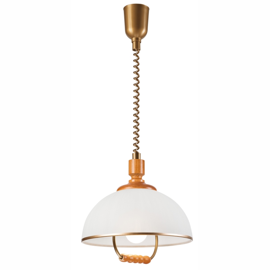 Höhenverstellbare Hängeleuchte RAMONA 1xE27/60W/230V beige/braun/Kiefer