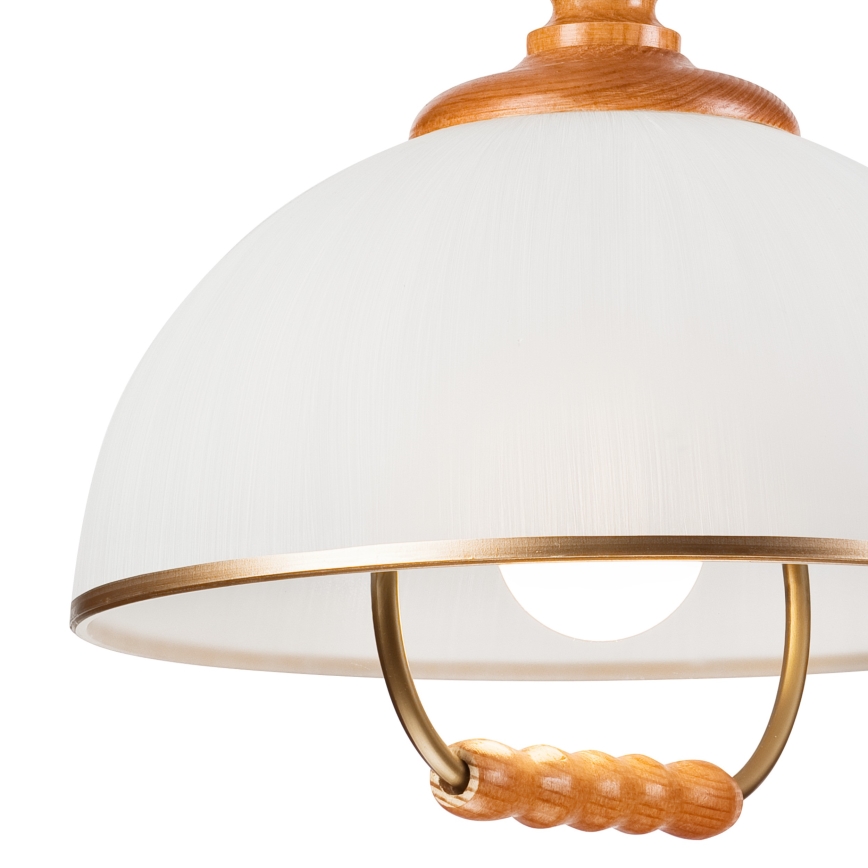 Höhenverstellbare Hängeleuchte RAMONA 1xE27/60W/230V beige/braun/Kiefer