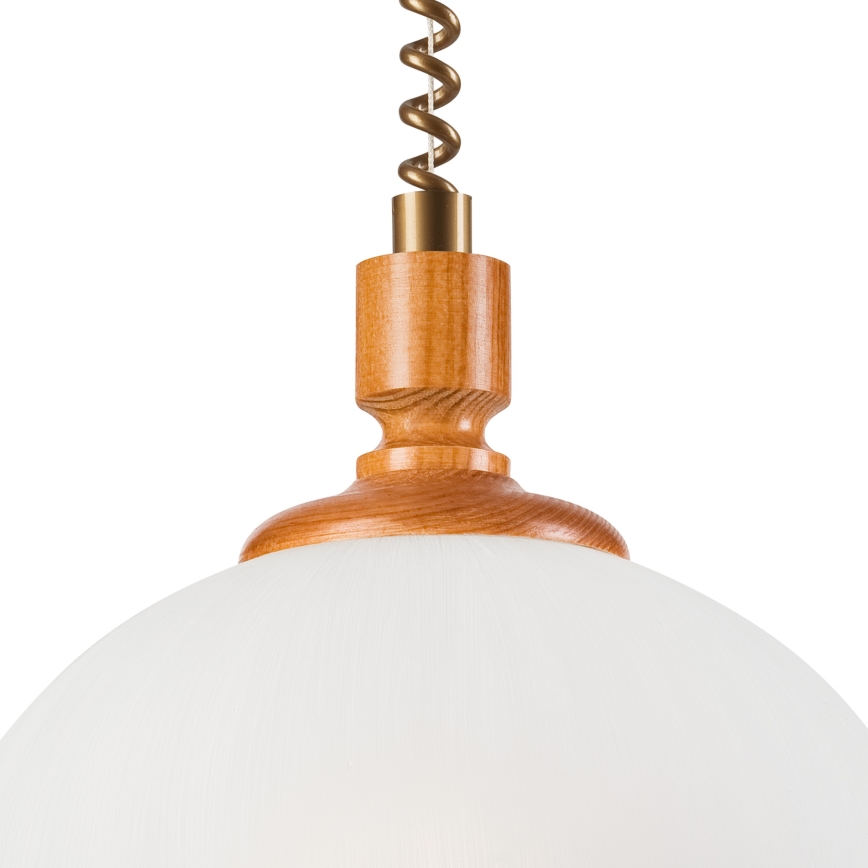 Höhenverstellbare Hängeleuchte RAMONA 1xE27/60W/230V beige/braun/Kiefer