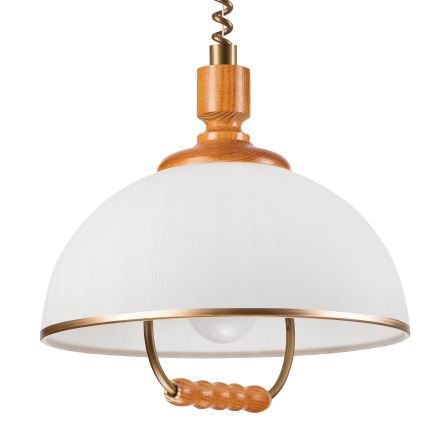 Höhenverstellbare Hängeleuchte RAMONA 1xE27/60W/230V beige/braun/Kiefer