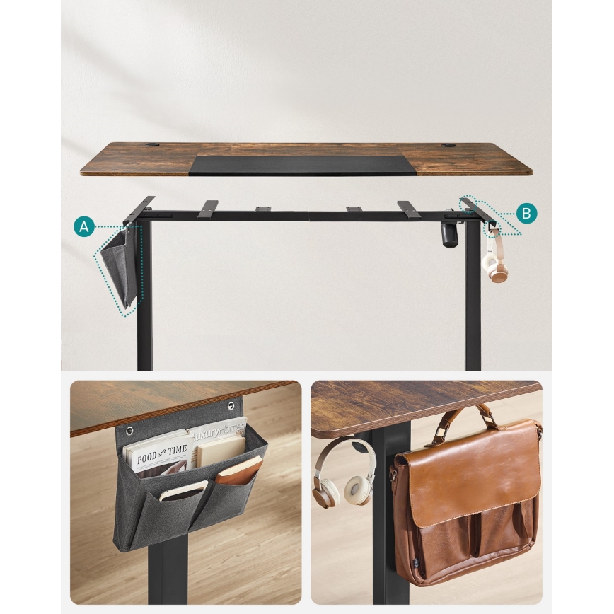 Höhenverstellbarer Schreibtisch SOLEA-X braun/schwarz